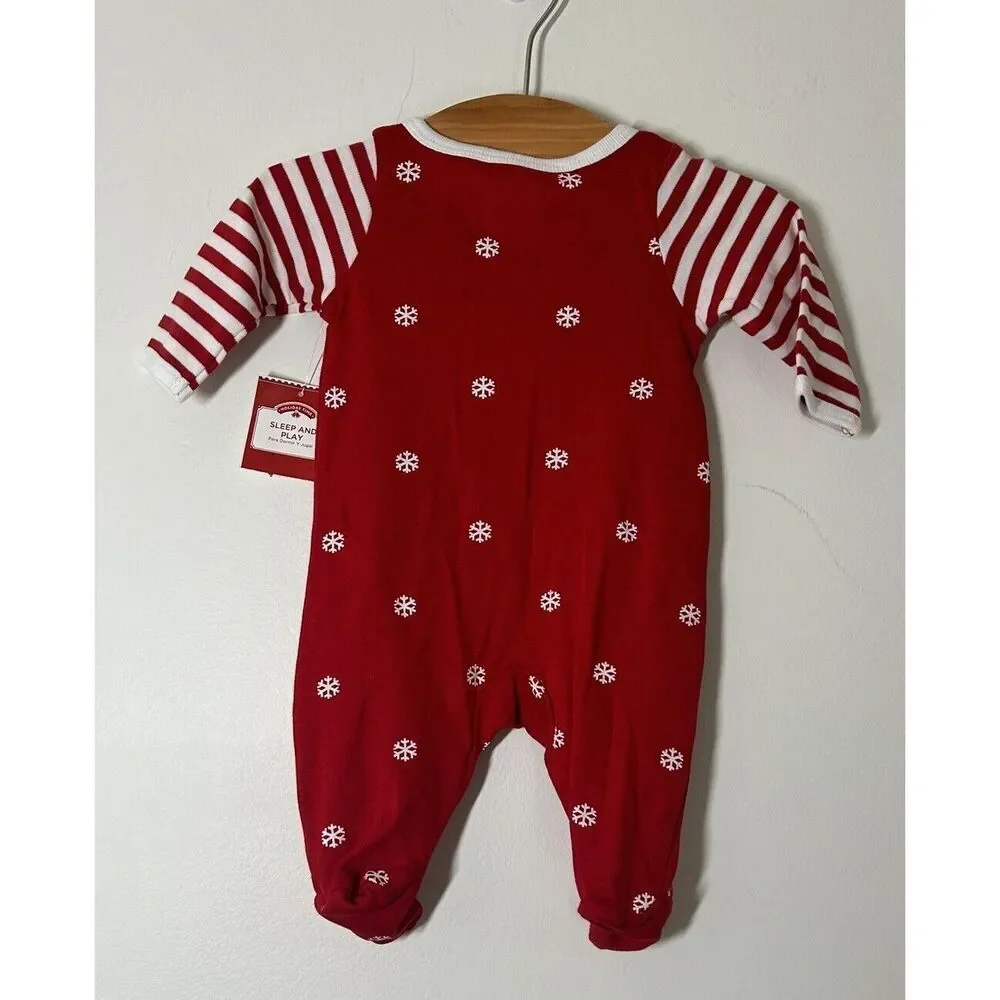 Holiday Time Sleep & Play Footed One Piece Sleepwear My First Christmas Newborn
